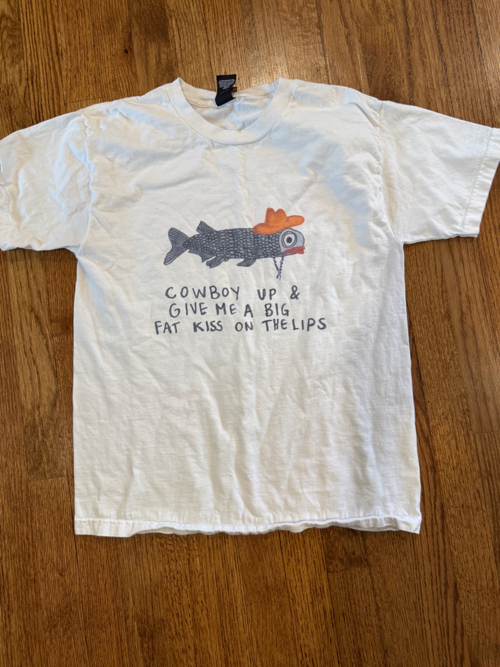 White Fish Graphic Tee with Orange Accent